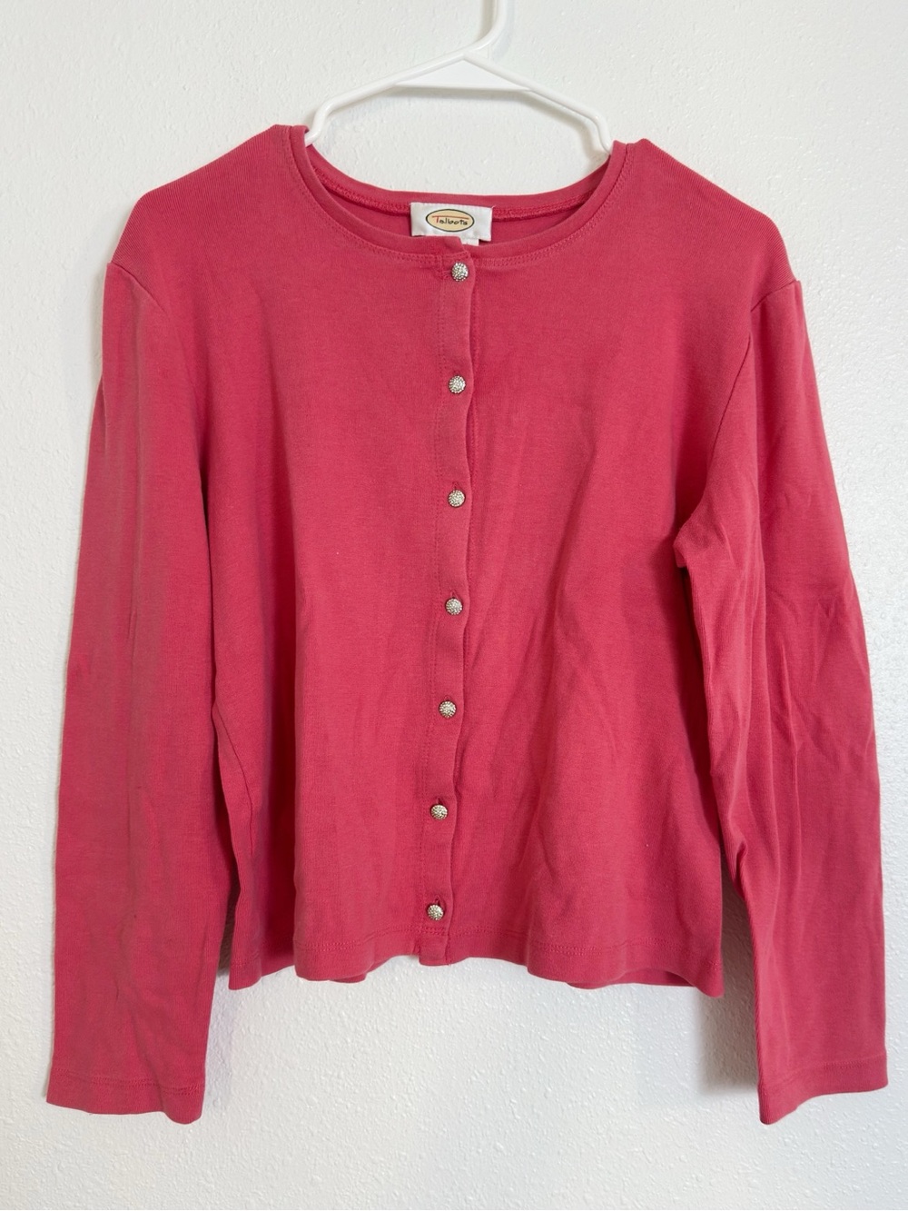 Talbots pink knit button up cardigan sweater
